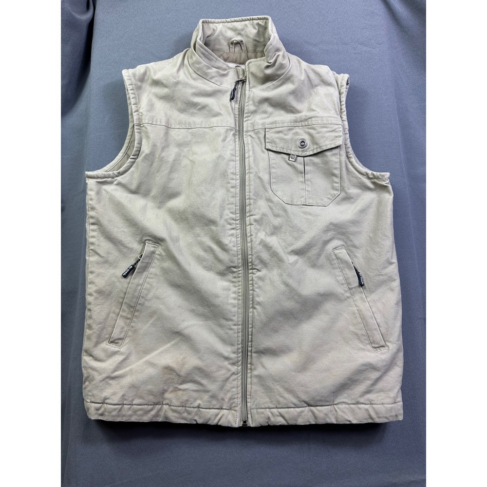 AG-Gear Men's Canvas Workwear Vest‎ Tan Quilted Lined Full Zip Size Medium M